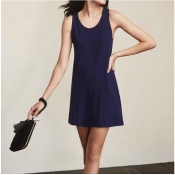 9. Reformation Alexa Navy Blue Ribbed Tank Mini Dress Size M - Picture 4 of 9